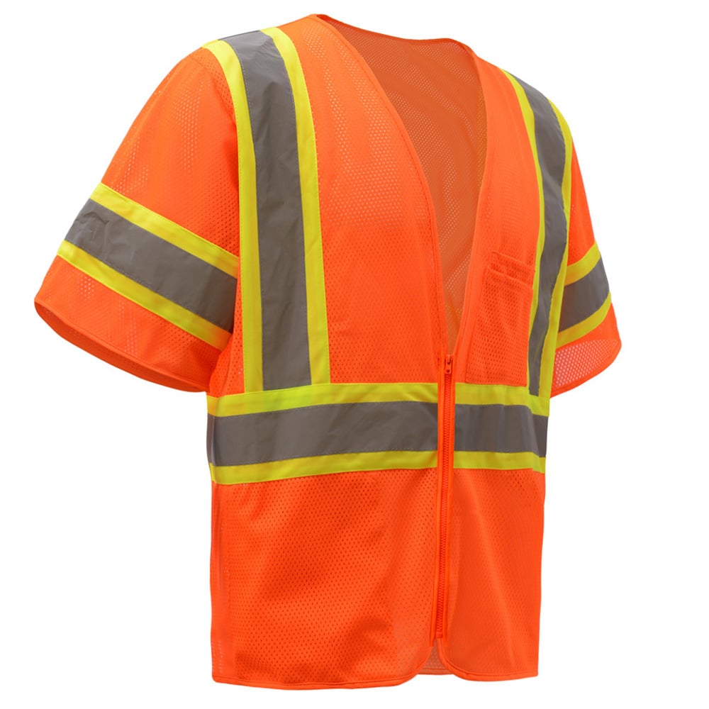 Hi-Vis Safety Vest, Two Tone Mesh with Zipper Closure, Standard Class 3