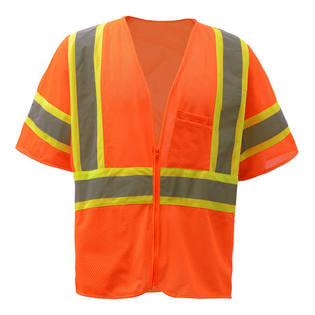 Hi-Vis Safety Vest, Two Tone Mesh with Zipper Closure, Standard Class 3