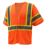 Hi-Vis Safety Vest, Two Tone Mesh Hook & Loop Closure, Standard Class 3