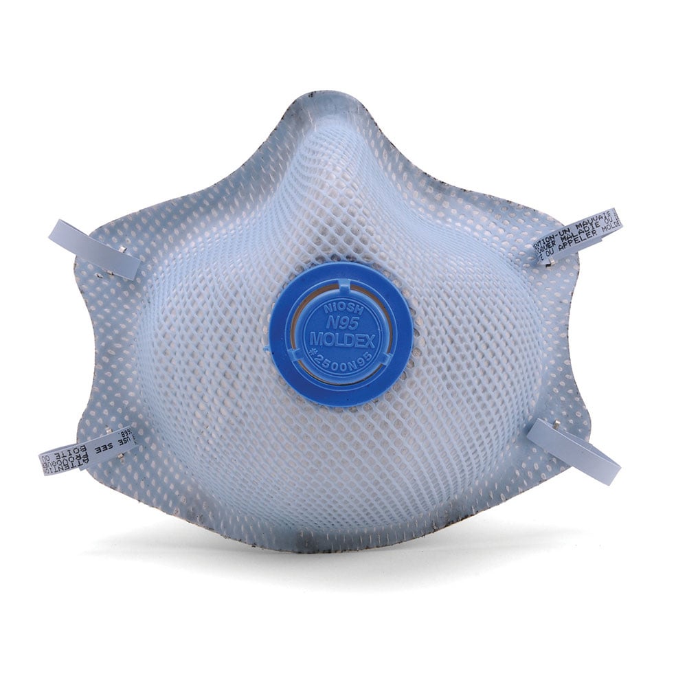 Moldex 2500 N95 Particulate Disposable Respirator Acid Gas, M/L, 1 bag (10 pieces)