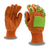 Cordova Hi Vis Polyester, Cotton Corded Canvas Glove with TPR Protectors, 1 dozen (12 pairs)