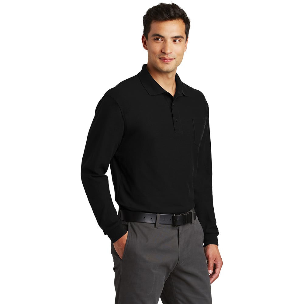 Port Authority K500LSP Silk Touch Long Sleeve Polo with Pocket