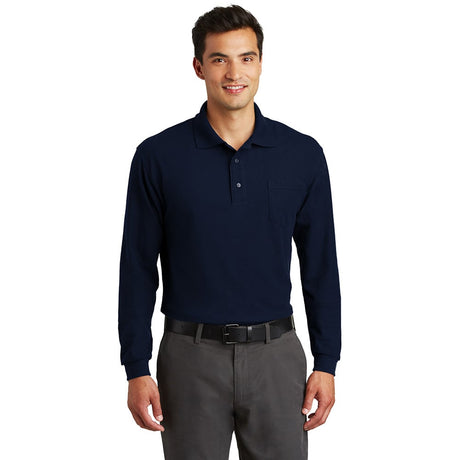 Port Authority K500LSP Silk Touch Long Sleeve Polo with Pocket
