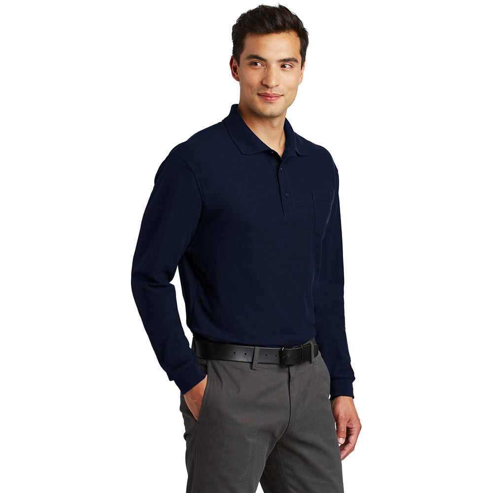 Port Authority K500LSP Silk Touch Long Sleeve Polo with Pocket