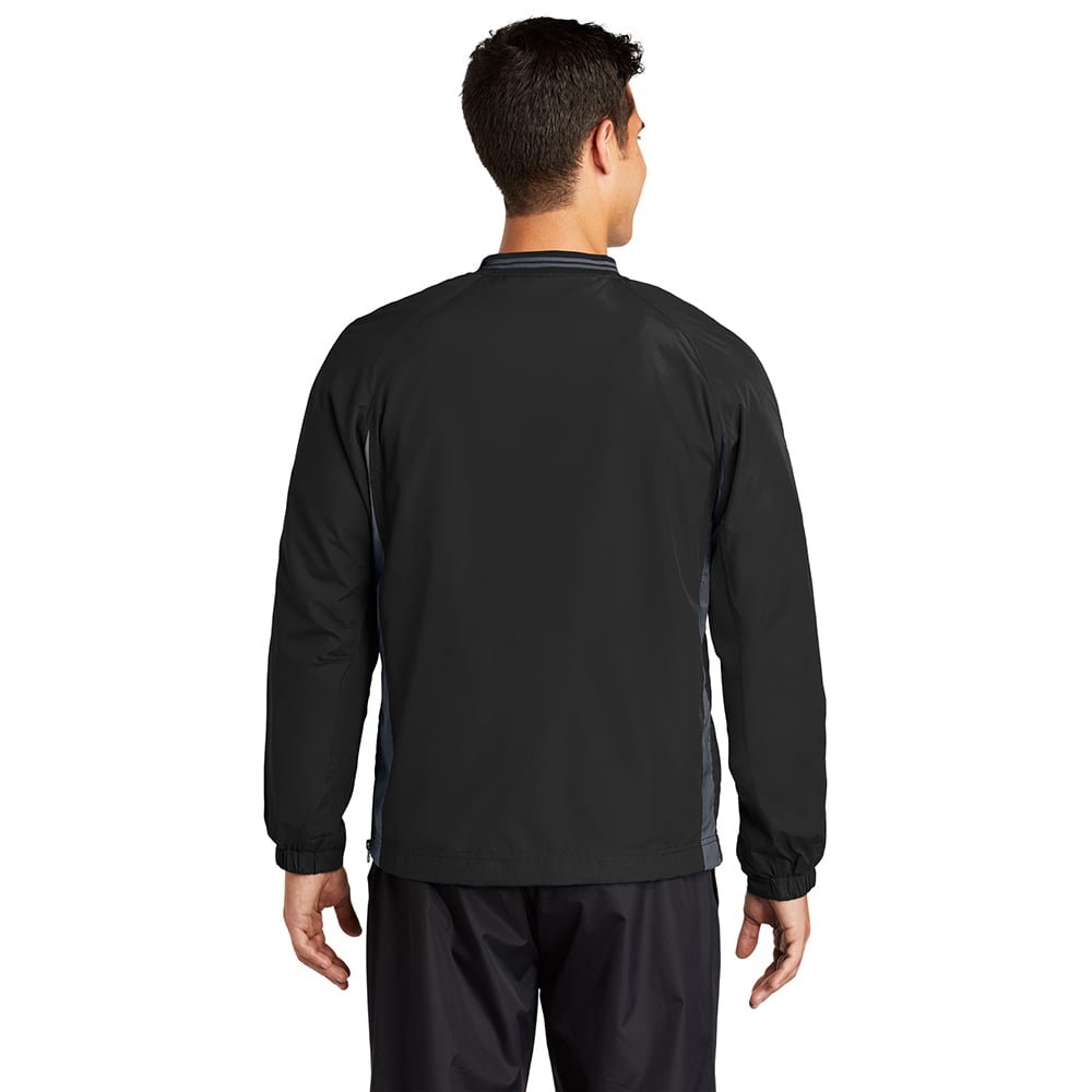 Sport-Tek JST62 Colorblock V-Neck Wind Shirt with Tipped Collar