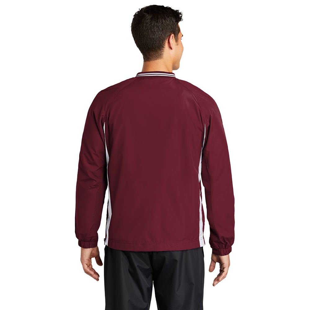 Sport-Tek JST62 Colorblock V-Neck Wind Shirt with Tipped Collar