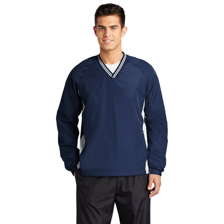 Sport-Tek JST62 Colorblock V-Neck Wind Shirt with Tipped Collar