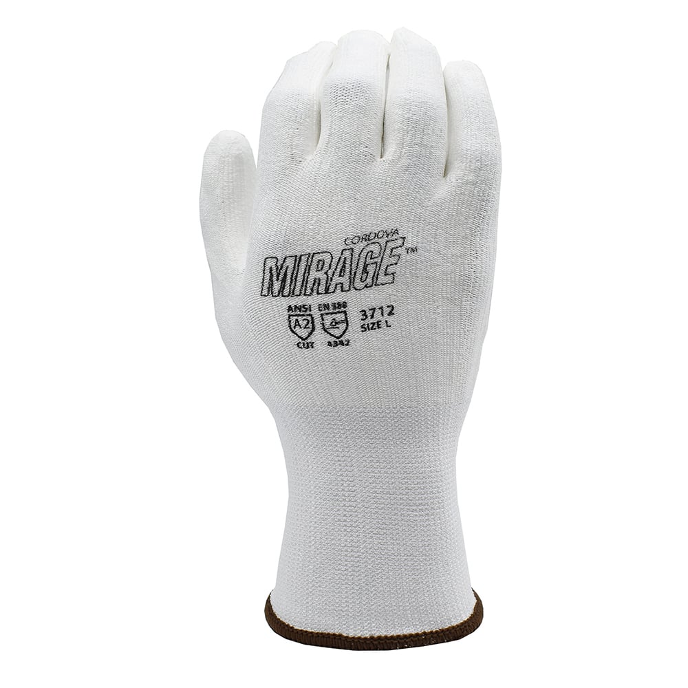 Cordova Mirage™ White HPPE PU Coated Gloves, ANSI Cut A2, 1 pair