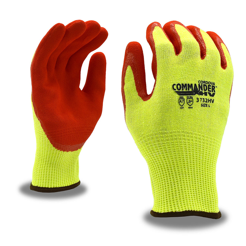 Cordova COMMANDER HV™ Hi Vis HPPE Nitrile Coated Gloves, 1 pair