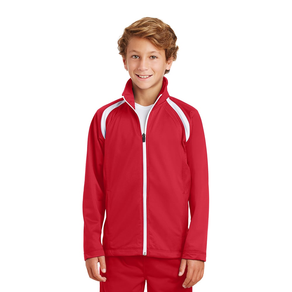 Sport-Tek YST90 Youth Raglan Tricot Track Jacket with Zippered Pockets