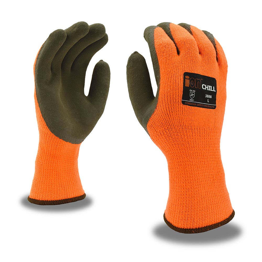 Cordova ION CHILL™ Hi Vis Gloves with Sandy Latex Coating, 1 dozen (12 pairs)