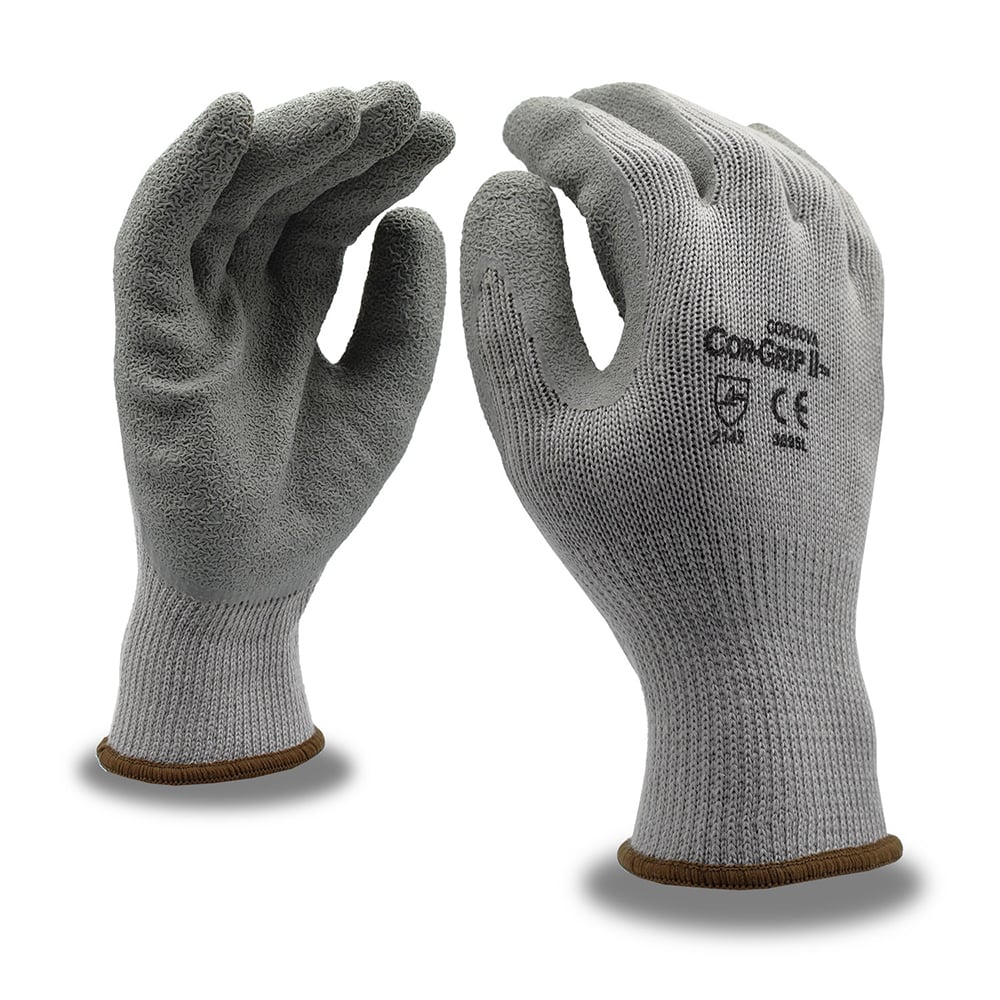 COR-GRIP™ Poly/Cotton Gloves with Crinkle Latex Palm Coat, 1 dozen (12 pairs)