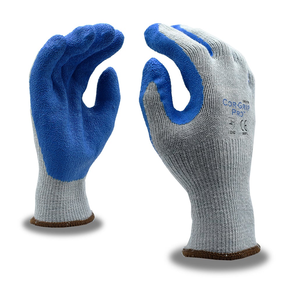 COR-GRIP PRO™ Premium Poly/Cotton Gloves with Crinkle Latex Palm Coat, 1 dozen (12 pairs)