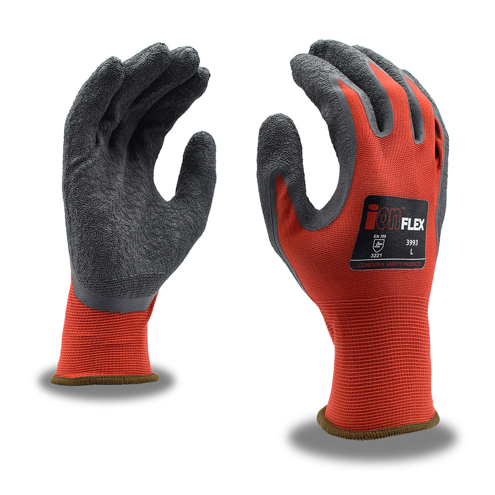 Cordova ION-FLEX™ Nylon Gloves with Crinkle Latex Palm Coating, 1 dozen (12 pairs)