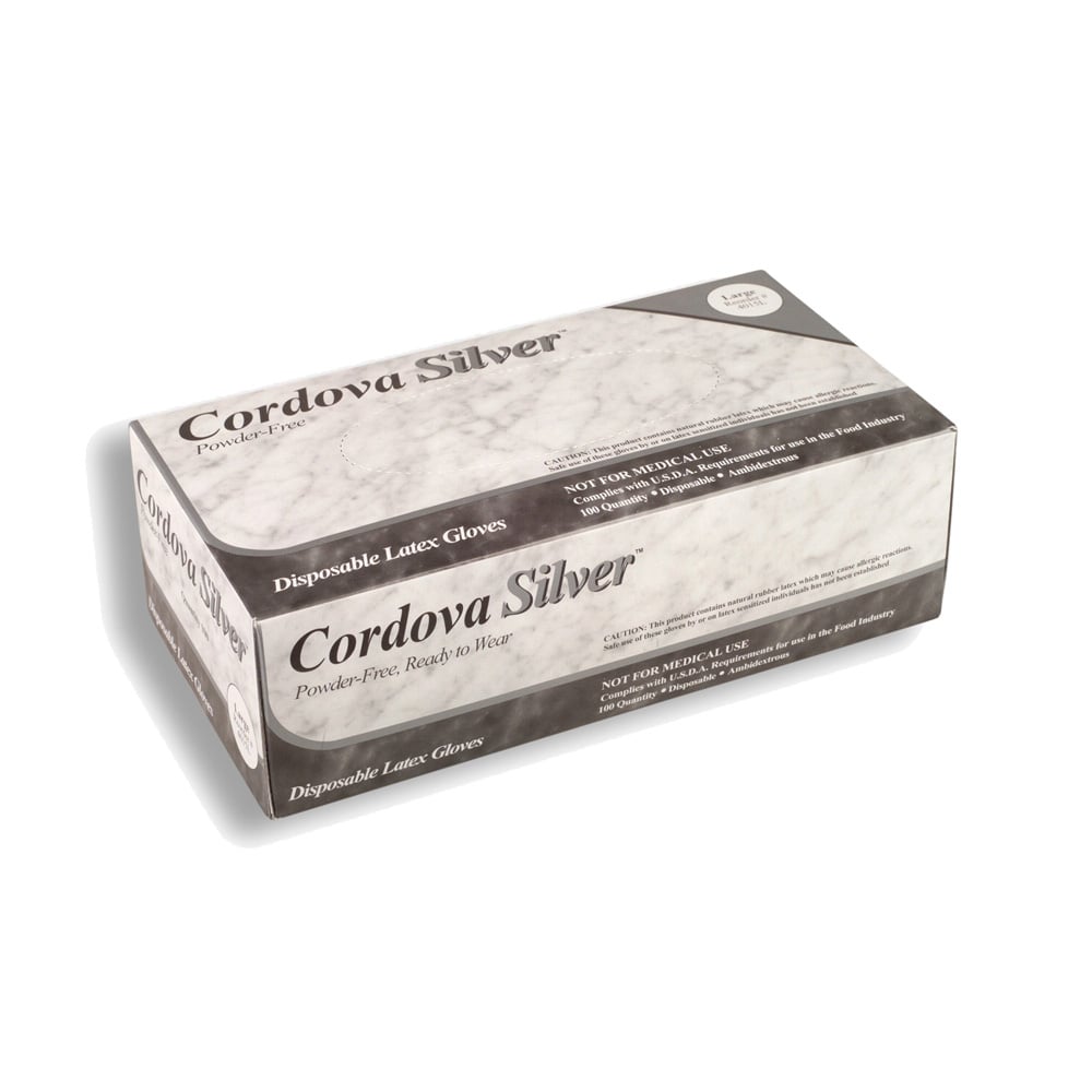 Cordova Silver™ 4015 Industrial Grade Powder-Free Disposable Latex Glove, 1 case (10 boxes)