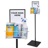 Free Standing Multi-Item Sanitation Rack with Sign