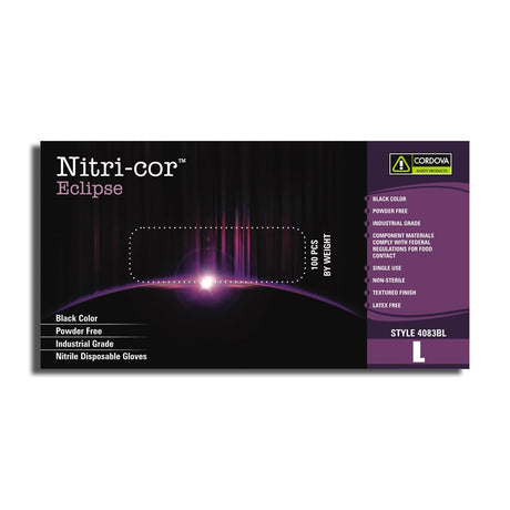 Cordova 4083B Nitri-Cor Eclipse Industry Grade Disposable Nitrile Glove, 1 case (10 boxes)