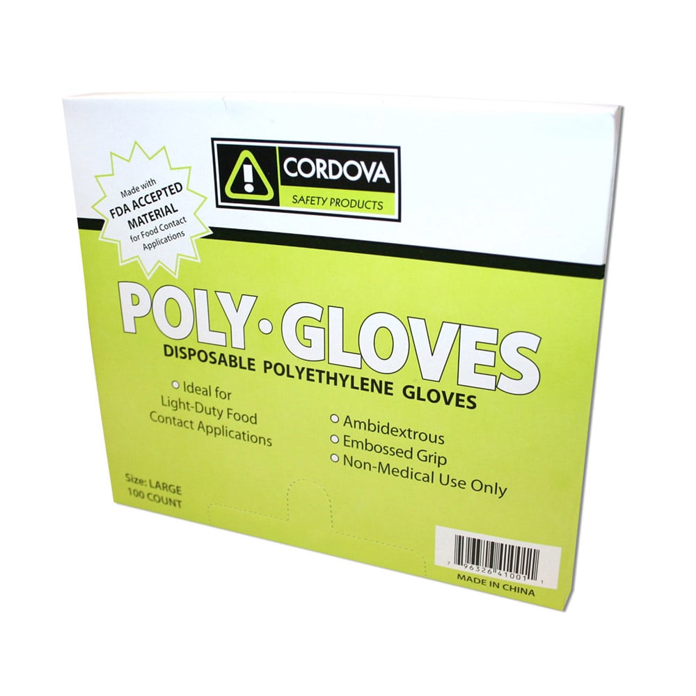 Cordova 4100 Low Density Polyethylene Disposable Glove, 1 case (100 boxes)