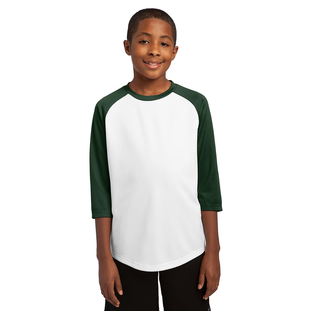 Sport-Tek YST205 Youth PosiCharge 3/4 Raglan Sleeves Baseball Jersey