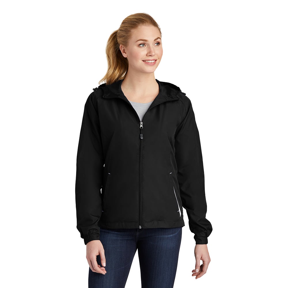 Sport-Tek LST76 Women's Two-Tone Raglan Jacket with Drawcord Hood