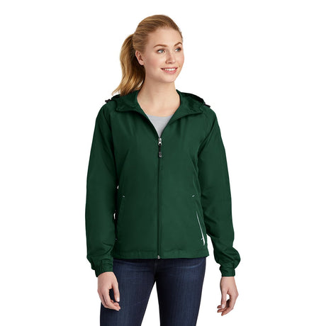 Sport-Tek LST76 Women's Two-Tone Raglan Jacket with Drawcord Hood