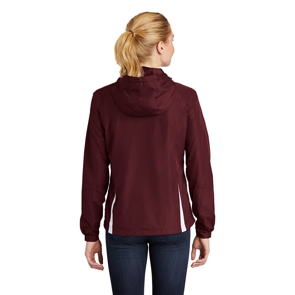 Sport-Tek LST76 Women's Two-Tone Raglan Jacket with Drawcord Hood