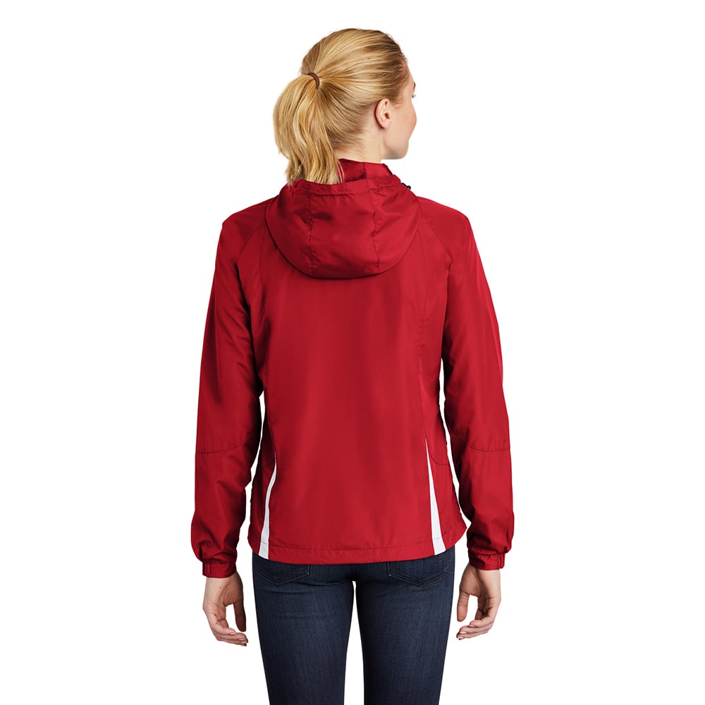 Sport-Tek LST76 Women's Two-Tone Raglan Jacket with Drawcord Hood