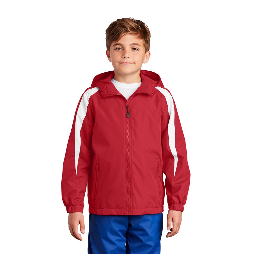 Sport-Tek YST81 Youth Fleece-Lined Colorblock Jacket with Pockets