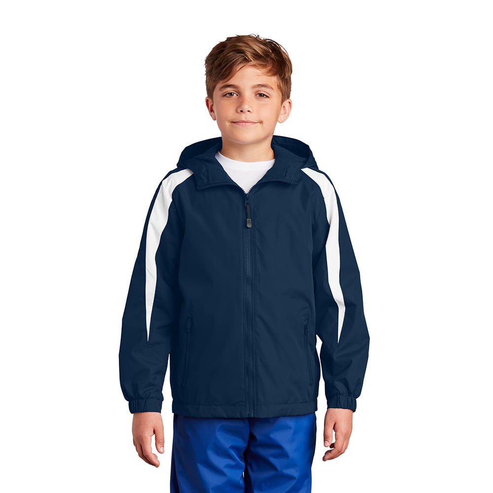 Sport-Tek YST81 Youth Fleece-Lined Colorblock Jacket with Pockets