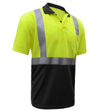 Hi-Vis Safety Polo Shirt, Black Bottom and SPF, Class 2