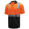 Hi-Vis Safety Polo Shirt, Black Bottom and SPF, Class 2