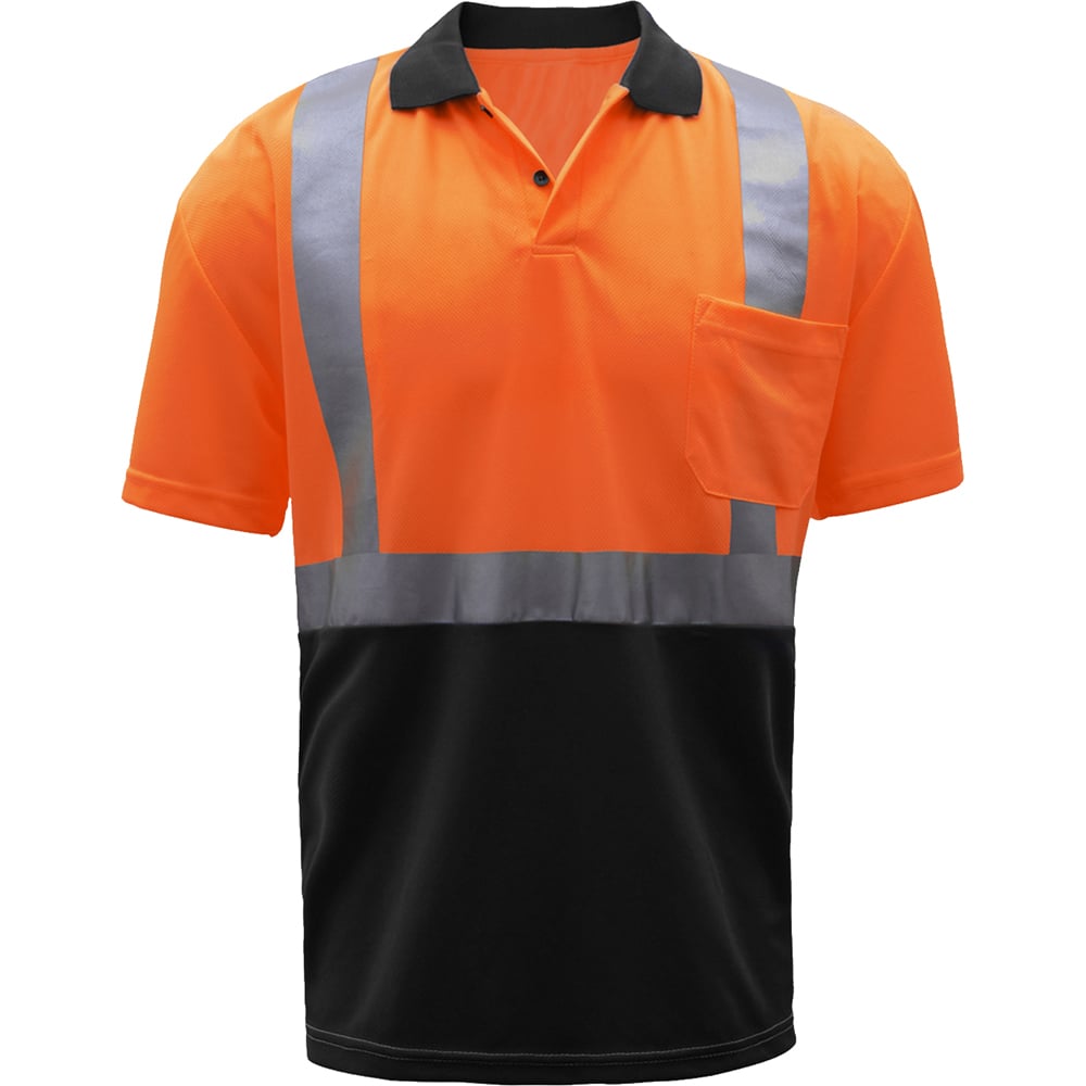 Hi-Vis Safety Polo Shirt, Black Bottom and SPF, Class 2