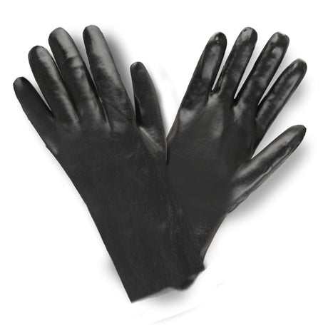 Cordova Black Single Dipped Smooth Finish PVC Gloves/Interlock Lined, 1 dozen (12 pairs)