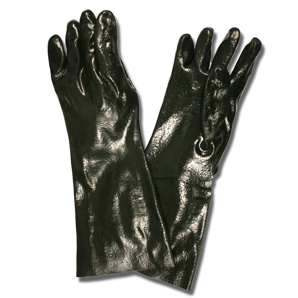 Cordova Black Single Dipped Rough Finish PVC Gloves/Interlock Lined, 1 dozen (12 pairs)