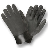 Black Double Dipped Sandpaper Grip PVC Gloves/Interlock Lined, 1 dozen (12 pairs)