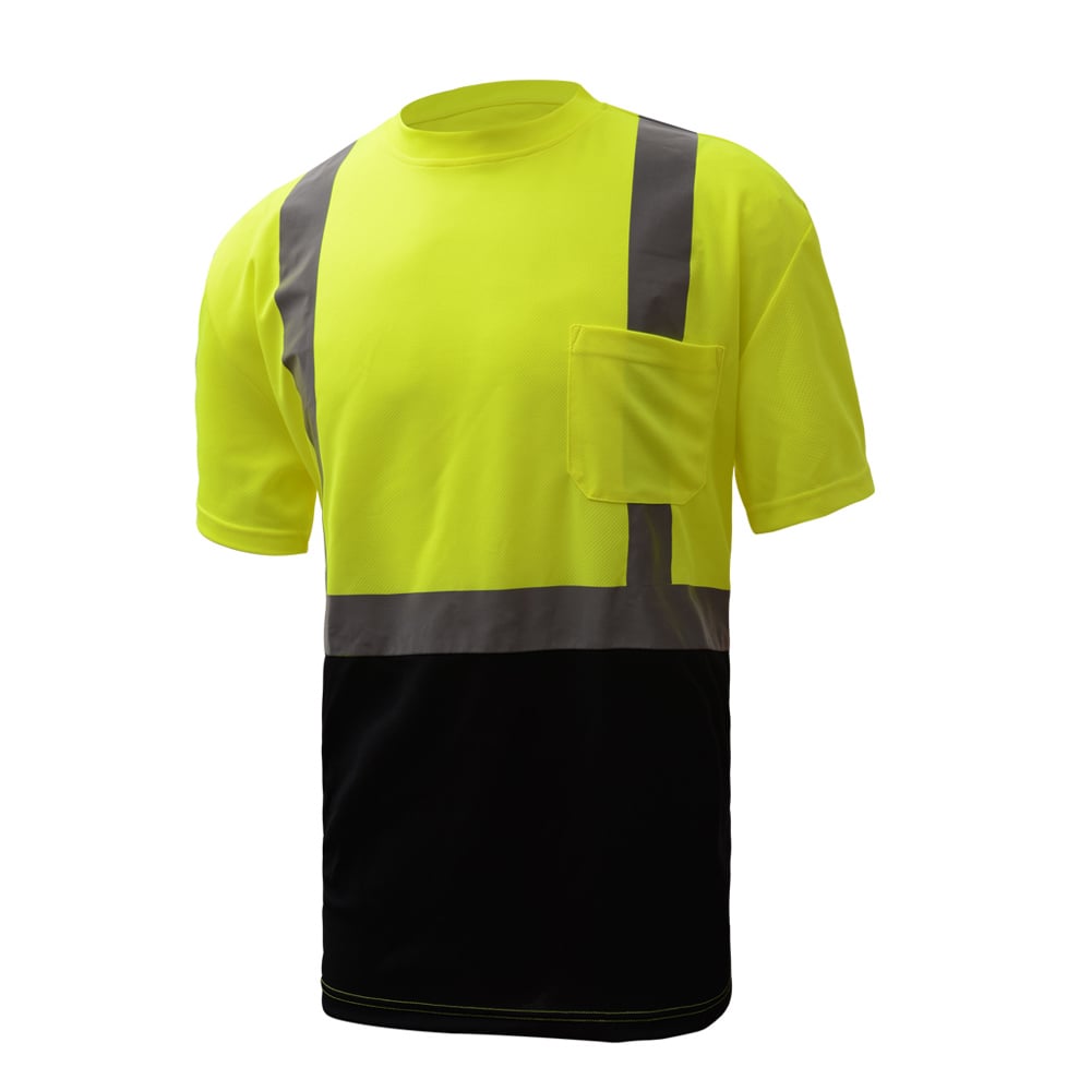 Hi-Vis Safety T-Shirt, Short Sleeve and Black Bottom, Standard Class 2