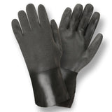 Black Double Dipped Sandpaper Grip PVC Gloves/Interlock Lined, 1 dozen (12 pairs)