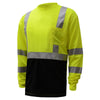 Hi-Vis Safety T-Shirt, Black Bottom and Long Sleeves, Class 3