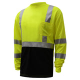 Hi-Vis Safety T-Shirt, Black Bottom and Long Sleeves, Class 3