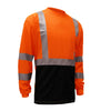 Hi-Vis Safety T-Shirt, Black Bottom and Long Sleeves, Class 3