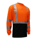 Hi-Vis Safety T-Shirt, Black Bottom and Long Sleeves, Class 3