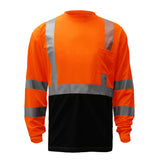 Hi-Vis Safety T-Shirt, Black Bottom and Long Sleeves, Class 3