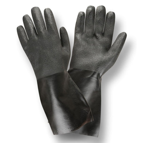 Black Double Dipped Etched Grip PVC Supported Gloves/Interlock Lined, 1 dozen (12 pairs)