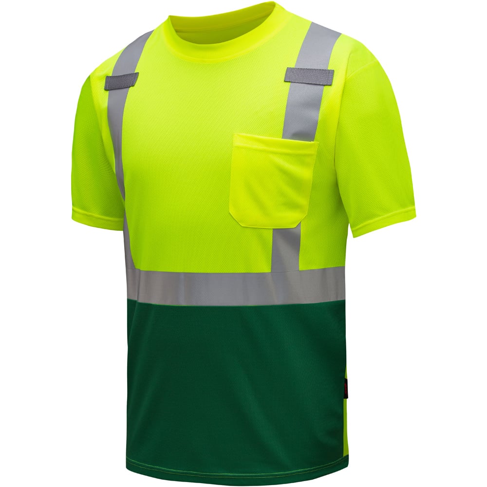 Hi Vis Short Sleeve Safety T-Shirt with Cadmium Green Bottom