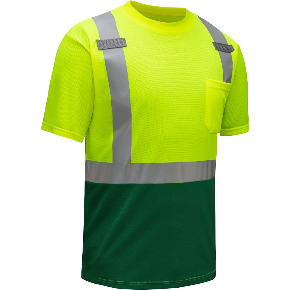 Hi Vis Short Sleeve Safety T-Shirt with Cadmium Green Bottom