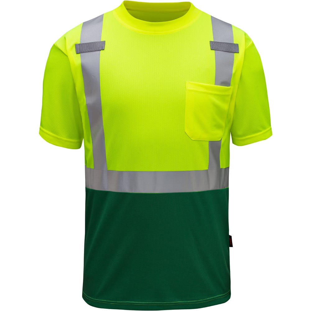 Hi Vis Short Sleeve Safety T-Shirt with Cadmium Green Bottom