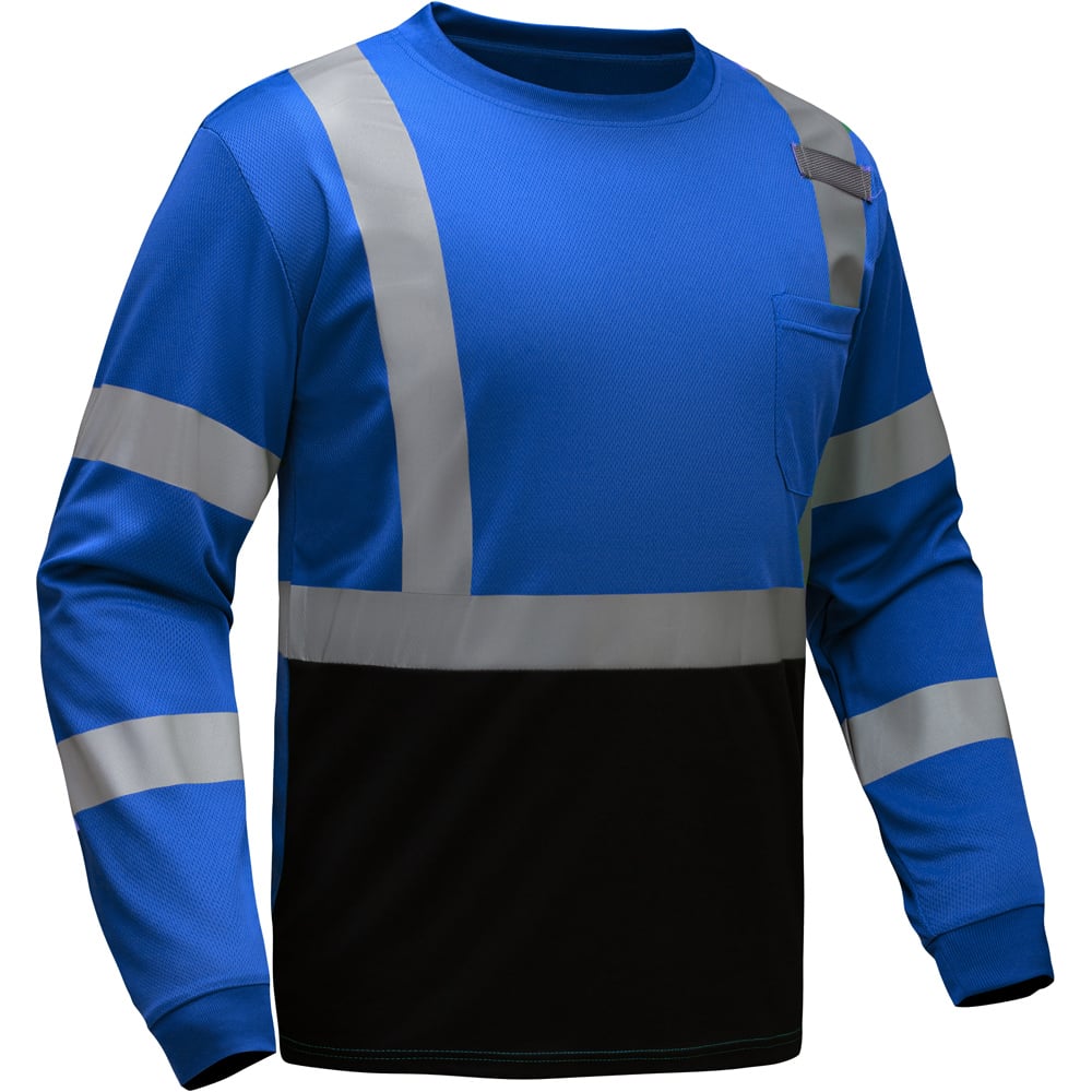 Colored Long Sleeve Safety T-Shirt with Black Bottom, Non-ANSI