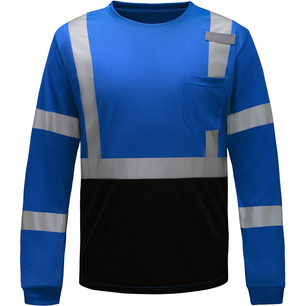 Colored Long Sleeve Safety T-Shirt with Black Bottom, Non-ANSI