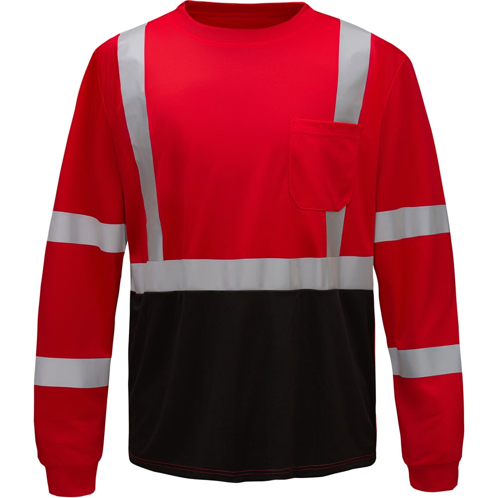 Colored Long Sleeve Safety T-Shirt with Black Bottom, Non-ANSI