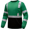 Colored Long Sleeve Safety T-Shirt with Black Bottom, Non-ANSI